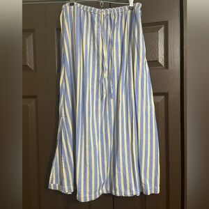 Universal Thread Yellow and Blue Striped Maxi Skirt